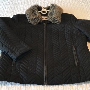 Charter Club Woman Black Winter Coat w/detachable Fur Collar Size 1X